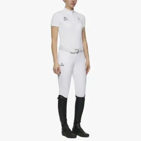 Cavalleria Toscana Women's FISE short sleeved competition polo WHITE-2
