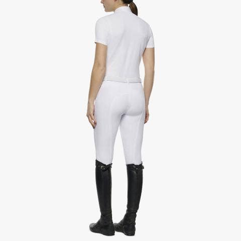 Cavalleria Toscana Women's FISE short sleeved competition polo WHITE-3