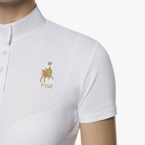 Cavalleria Toscana Women's FISE short sleeved competition polo WHITE-5