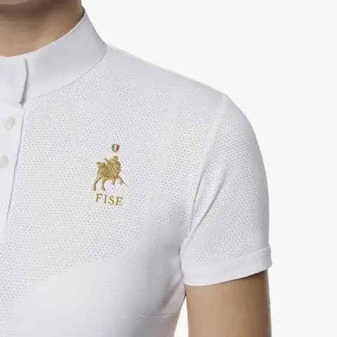 Cavalleria Toscana Women's FISE short sleeved competition polo WHITE-5