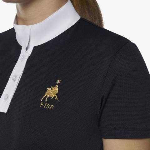 Cavalleria Toscana Women's FISE short sleeved competition polo NAVY-5