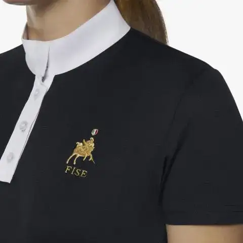 Cavalleria Toscana Women's FISE short sleeved competition polo NAVY-5