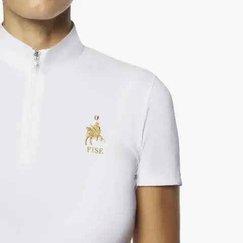 Cavalleria Toscana Woman's FISE short sleeved competition Polo WHITE-4
