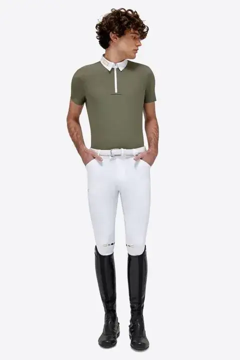 Rider's Gene RG Jersey S/S Zip Competition Polo VERDE BANDIERA-1