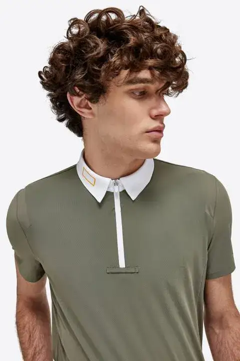 Rider's Gene RG Jersey S/S Zip Competition Polo VERDE BANDIERA-3
