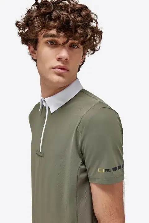 Rider's Gene RG Jersey S/S Zip Competition Polo VERDE BANDIERA-4