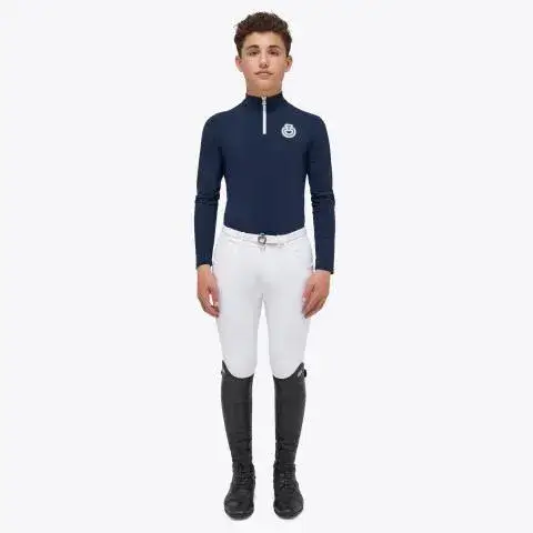 Cavalleria Toscana Boys’ jersey competition shirt with a zip OCEAN BLUE-1