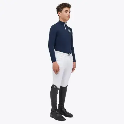 Cavalleria Toscana Boys’ jersey competition shirt with a zip OCEAN BLUE-2