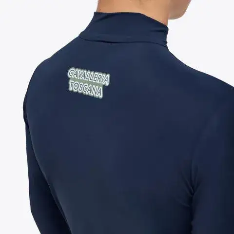 Cavalleria Toscana Boys’ jersey competition shirt with a zip OCEAN BLUE-6