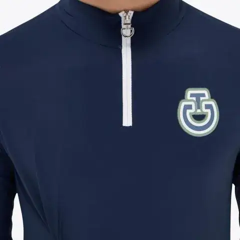 Cavalleria Toscana Boys’ jersey competition shirt with a zip OCEAN BLUE-7