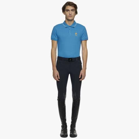 Cavalleria Toscana Men's FISE training polo BABY BLUE-1
