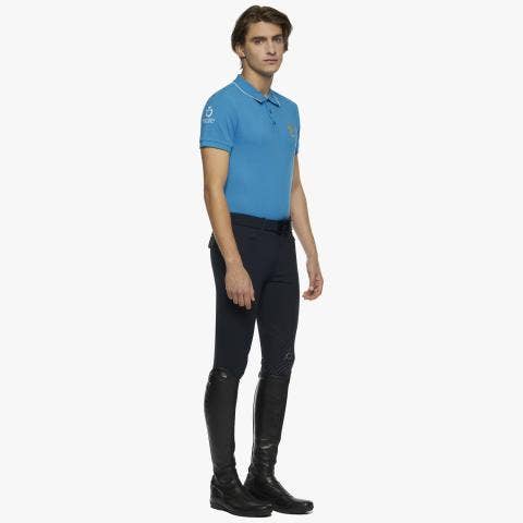 Cavalleria Toscana Men's FISE training polo BABY BLUE-2