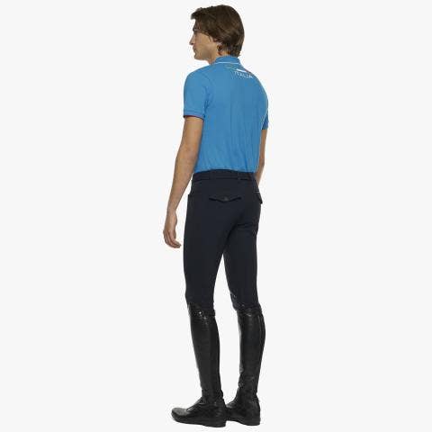 Cavalleria Toscana Men's FISE training polo BABY BLUE-3