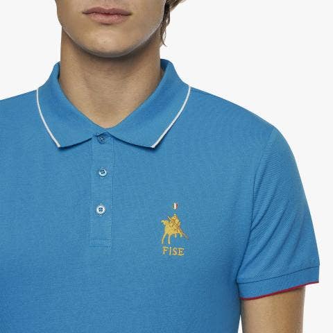 Cavalleria Toscana Men's FISE training polo BABY BLUE-4