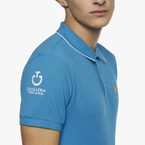 Cavalleria Toscana Men's FISE training polo BABY BLUE-5