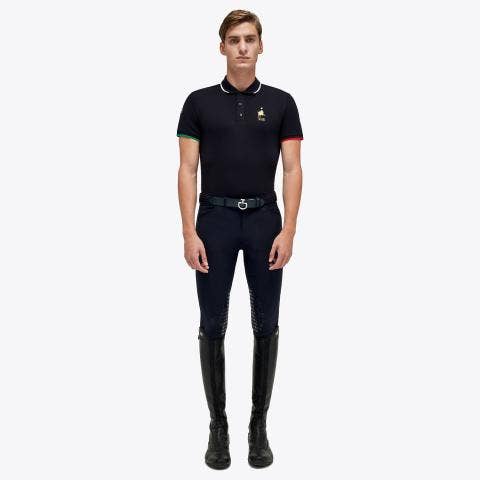 Cavalleria Toscana Men's FISE training polo NAVY-1