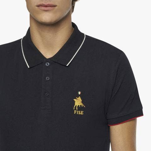 Cavalleria Toscana Men's FISE training polo NAVY-4