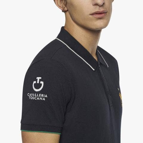 Cavalleria Toscana Men's FISE training polo NAVY-5