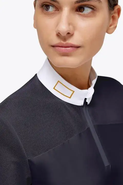 Rider's Gene Jersey/Mesh Insert S/S Zip Competition Polo NAVY-4