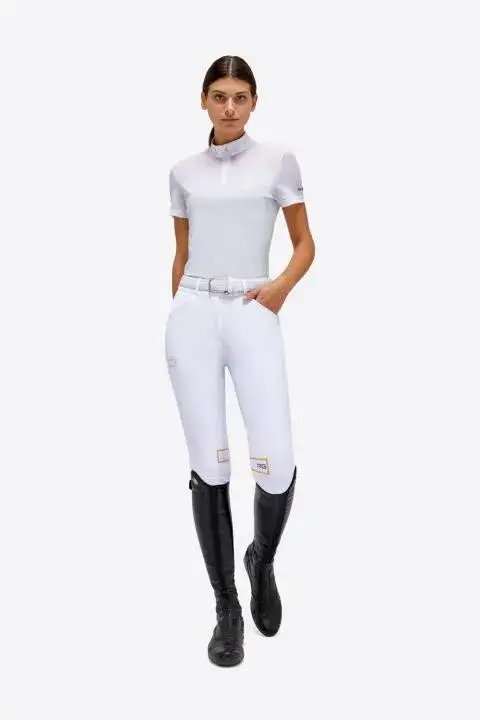 Rider's Gene Jersey/Mesh Insert S/S Zip Competition Polo LIGHT GREY-1