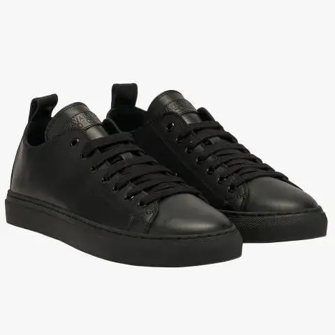 Cavalleria Toscana Leather lace-up sneakers with a cup sole BLACK-1