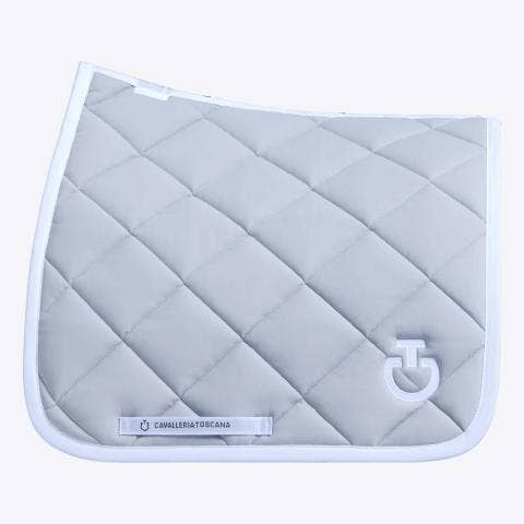 Cavalleria Toscana Dressage horse saddle pad LIGHT GREY/WHITE-1