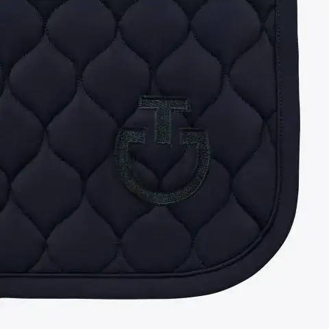 Cavalleria Toscana Circular-quilted jumping saddle pad NAVY Logo NAVY-2