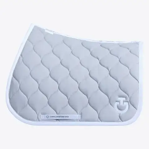 Cavalleria Toscana Circular-quilted jumping saddle pad LIGHT GREY/WHITE-1