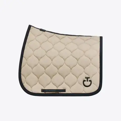Cavalleria Toscana Circular-quilted jumping saddle pad BEIGE/BLACK-1