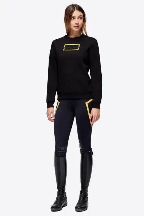 Rider's Gene Women's RG Cotton Crew Neck Sweatshirt BLACK-1