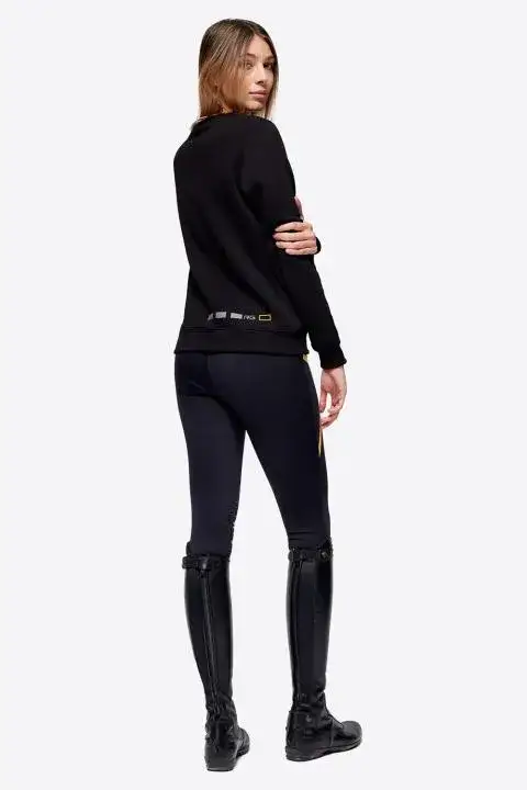 Rider's Gene Women's RG Cotton Crew Neck Sweatshirt BLACK-3