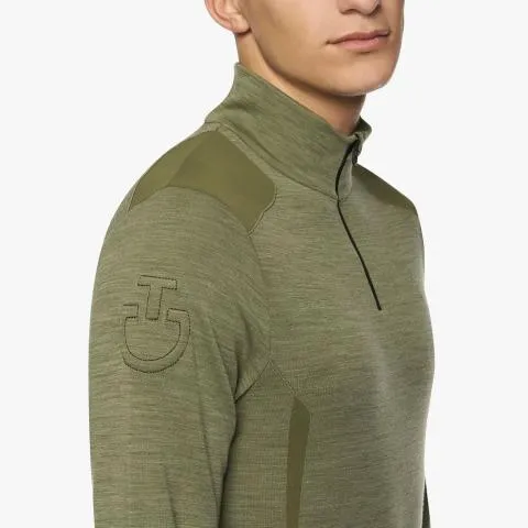 Men's performance wool base layer with a quarter zip