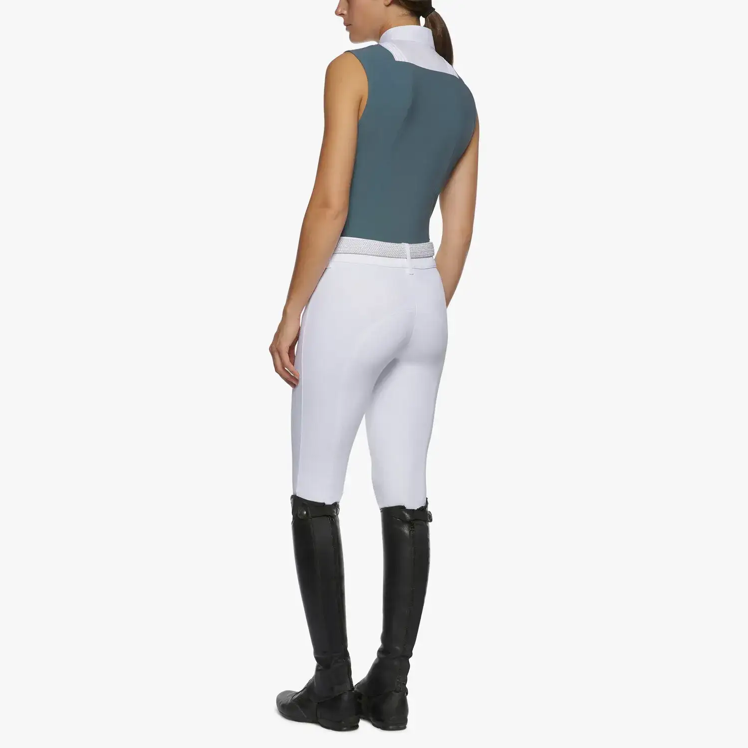 Cavalleria Toscana Women`s sleeveless competition shirt PETROLEUM-3