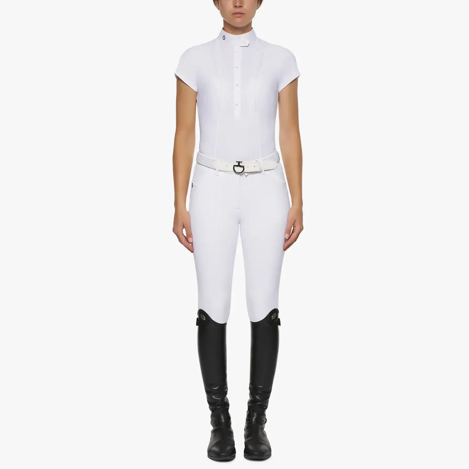 Cavalleria Toscana Women`s short-sleeved competition shirt WHITE-1