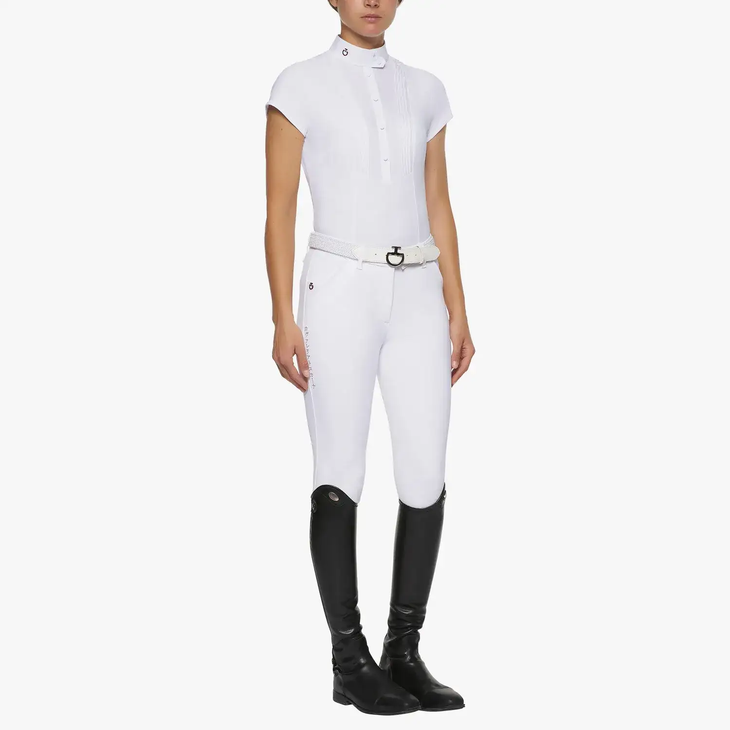 Cavalleria Toscana Women`s short-sleeved competition shirt WHITE-2