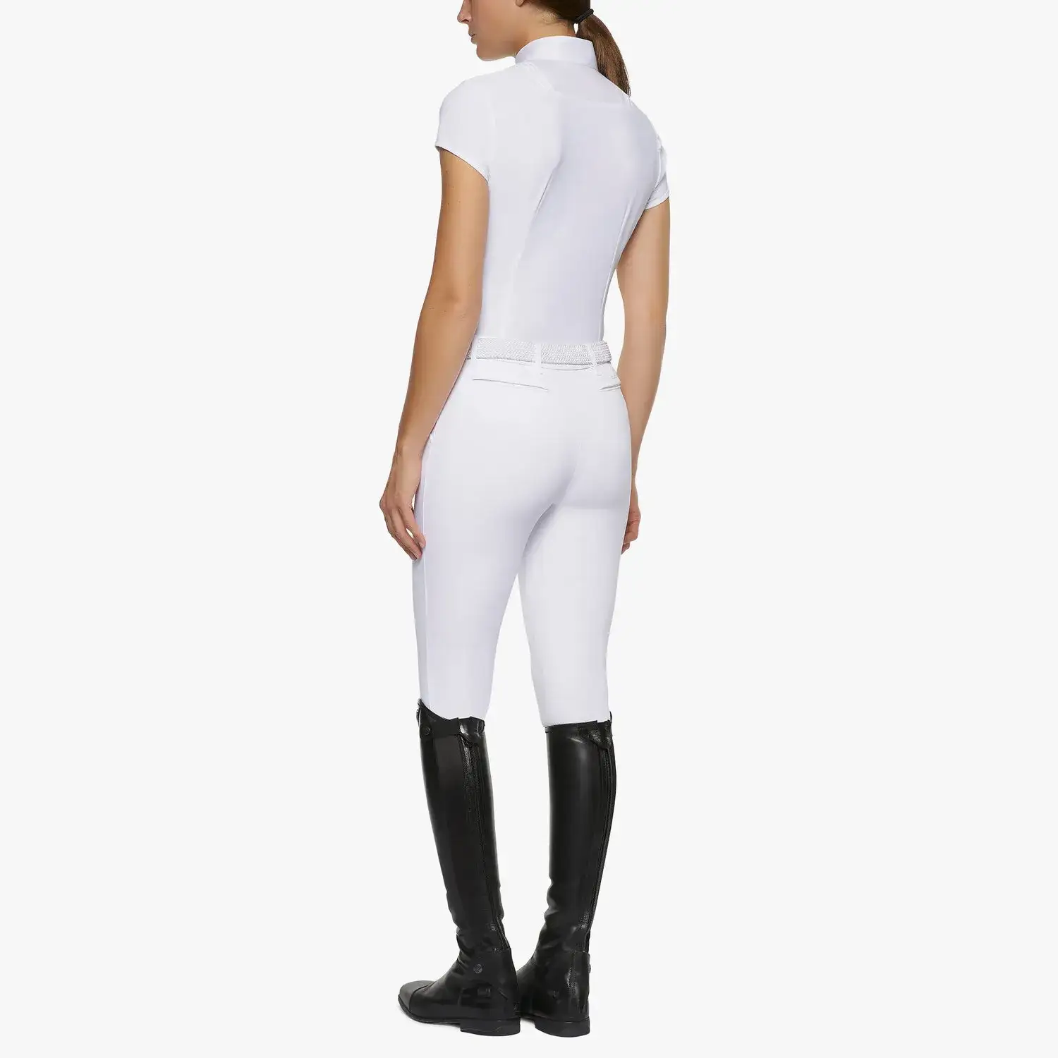 Cavalleria Toscana Women`s short-sleeved competition shirt WHITE-3