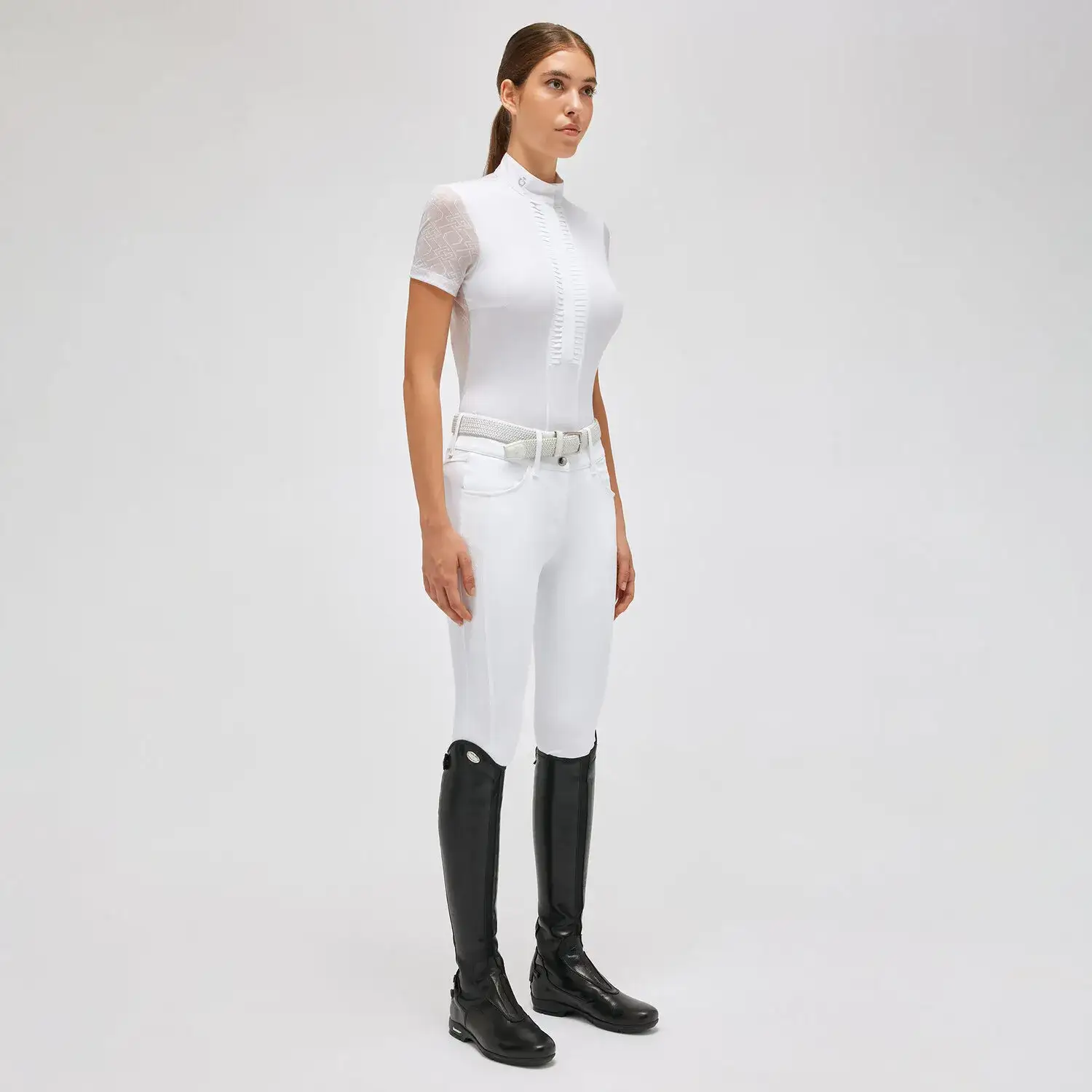 Cavalleria Toscana Women’s jersey show shirt WHITE/KNIT-1