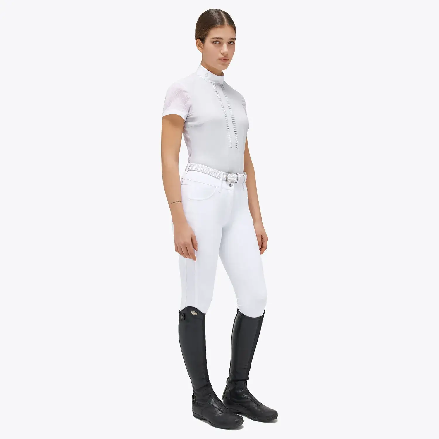 Cavalleria Toscana Women’s jersey show shirt PEARL GREY/WHITE-1