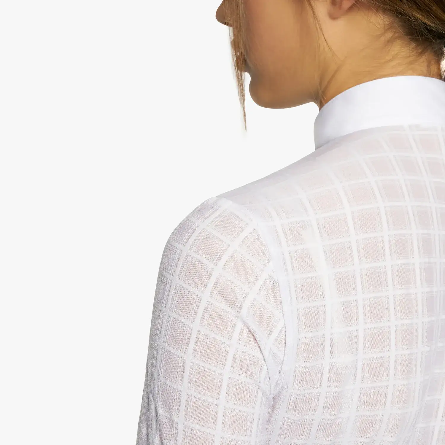 Cavalleria Toscana Pleated long-sleeved competition polo shirt PETROLEUM / WHITE-4