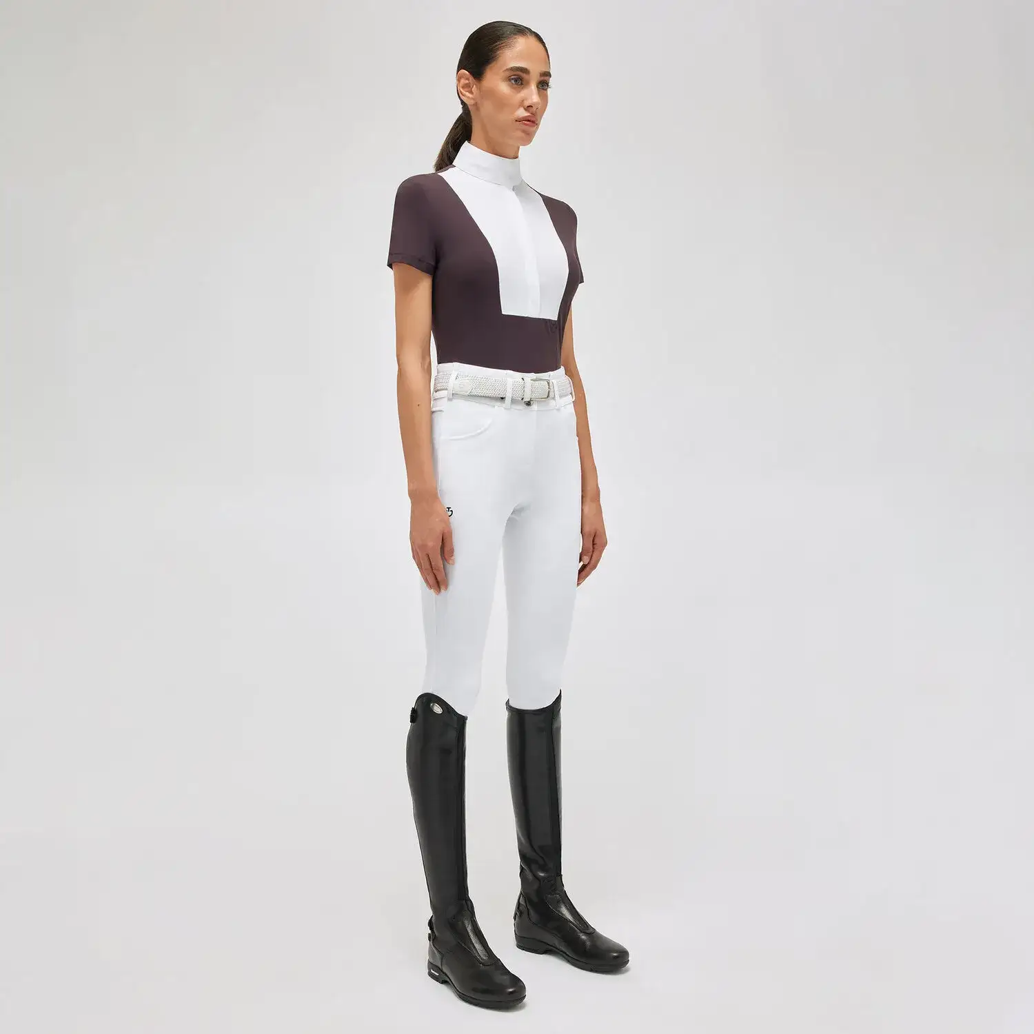 Cavalleria Toscana Women's short-sleeved shirt DARK PURPLE-1