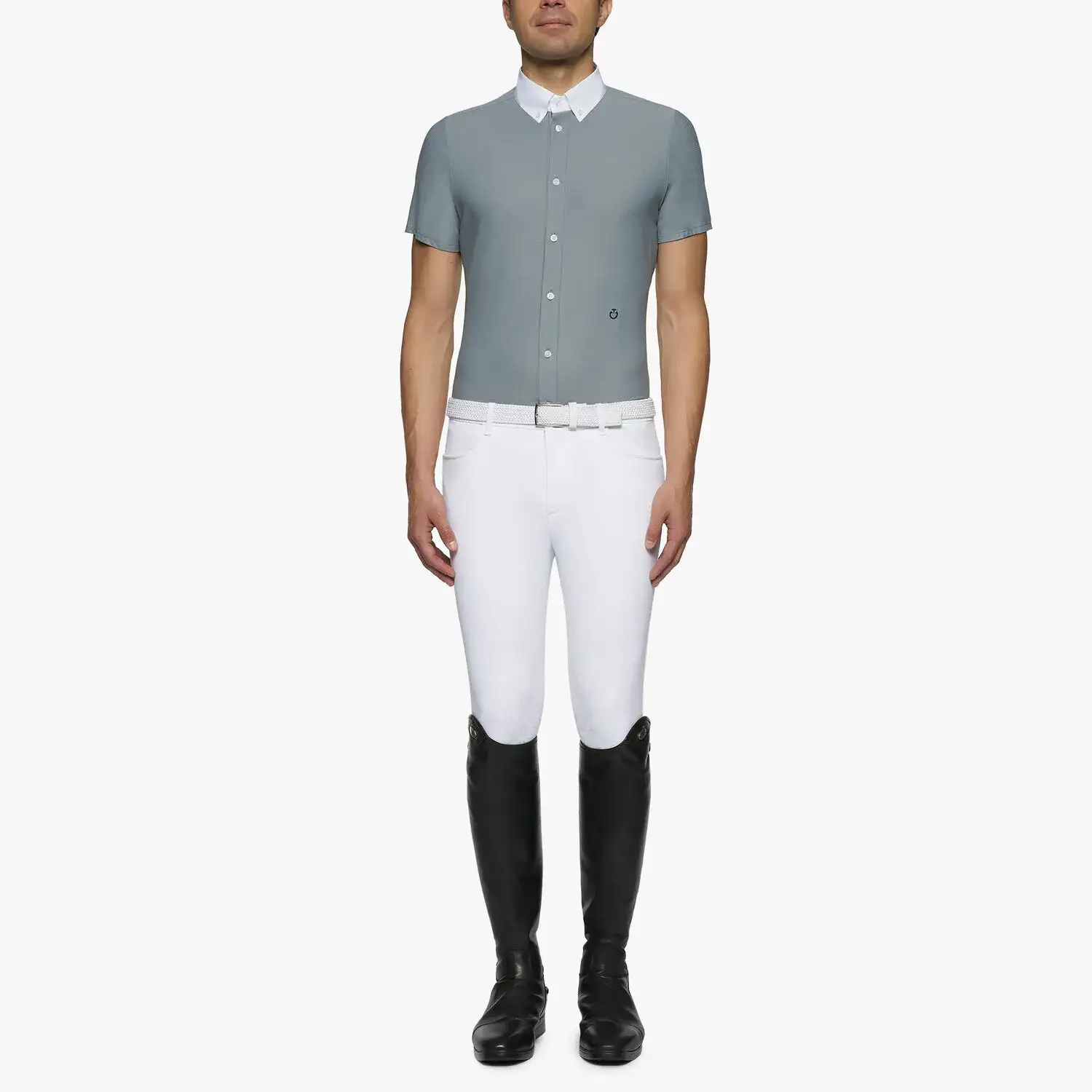 Cavalleria Toscana Men's short-sleeved shirt. STONE GREY-1