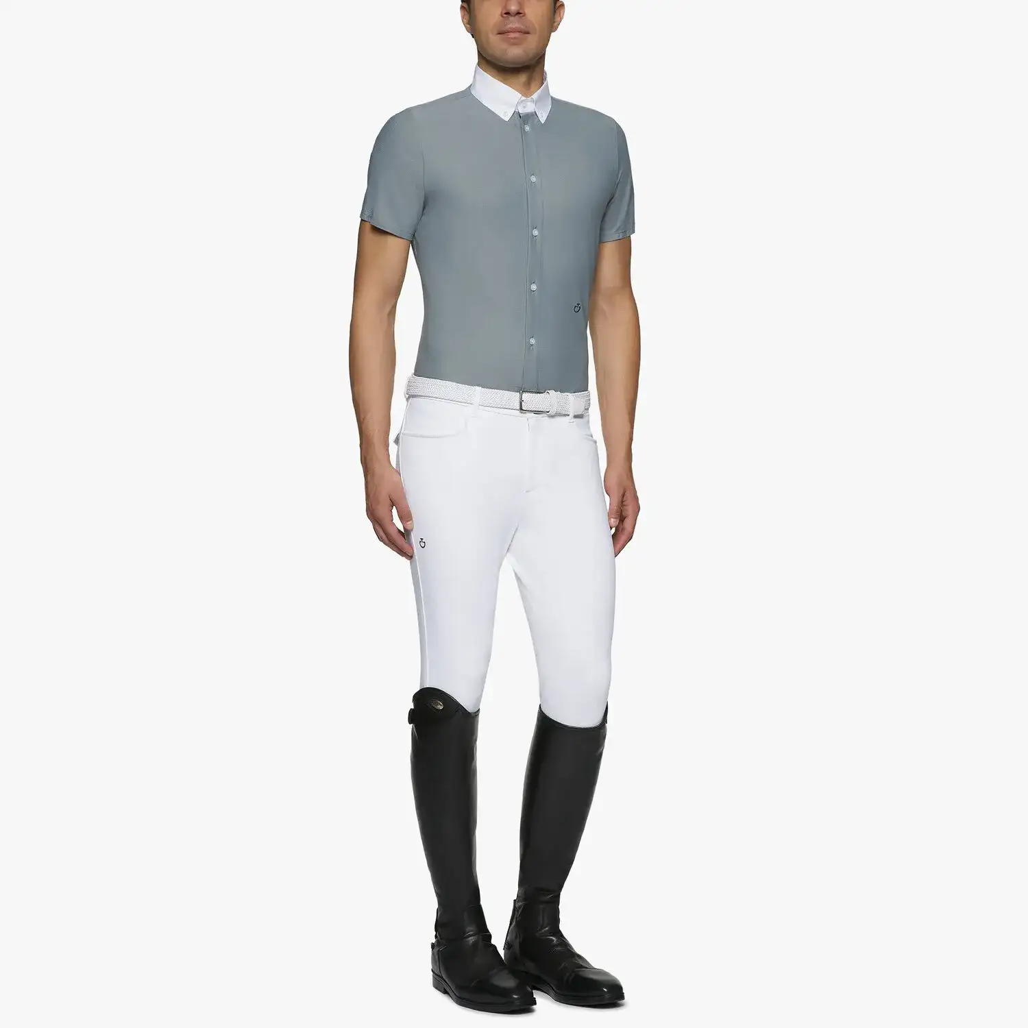 Cavalleria Toscana Men's short-sleeved shirt. STONE GREY-2