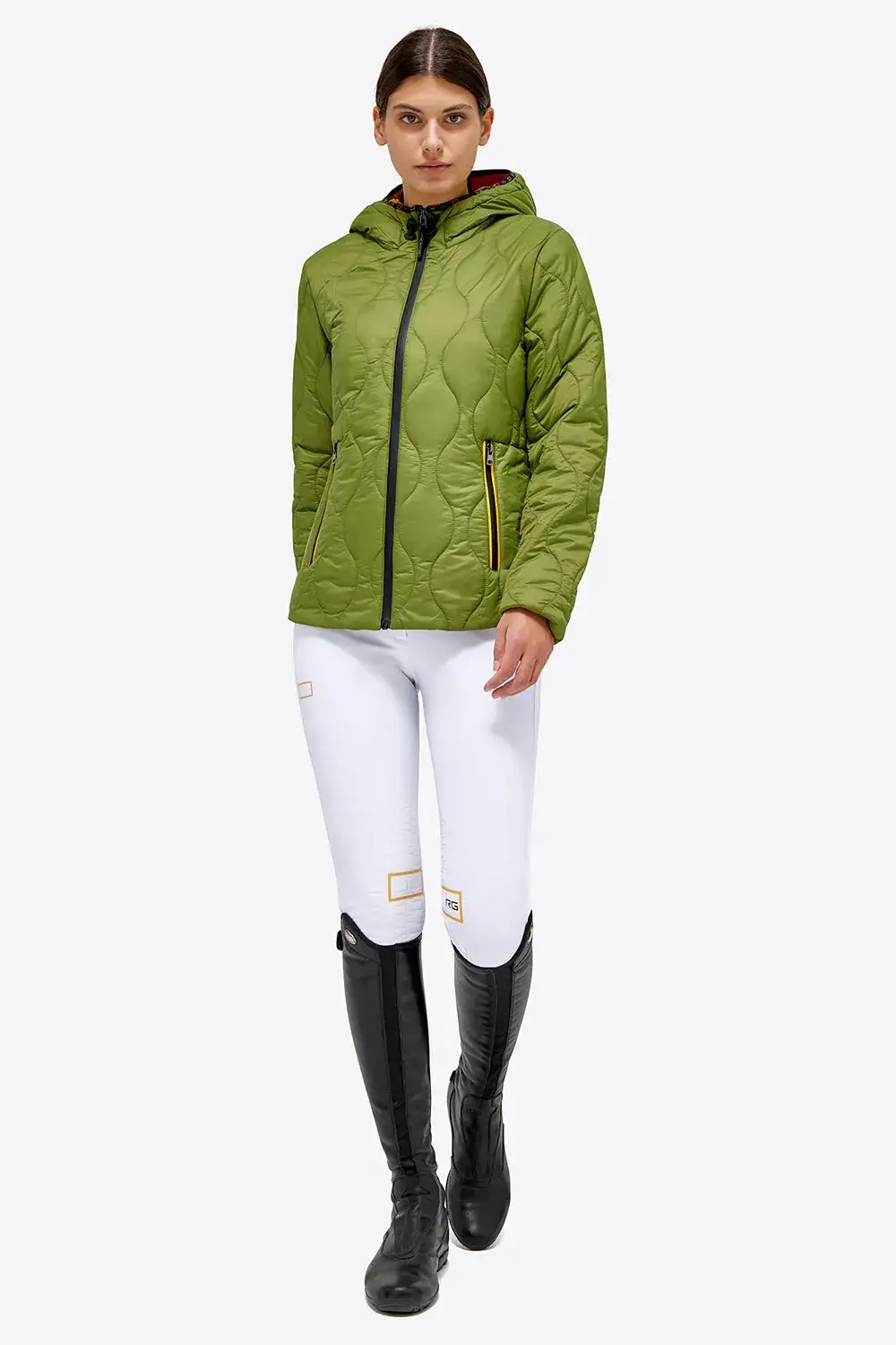 Rider's Gene Women’s quilted nylon puffer jacket FOREST GREEN-1