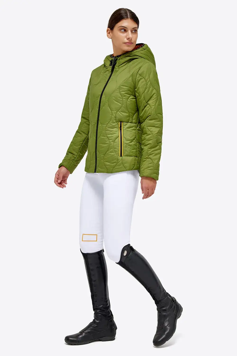 Rider's Gene Women’s quilted nylon puffer jacket FOREST GREEN-2