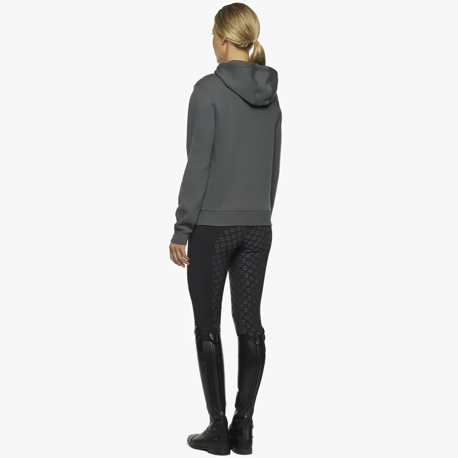 Cavalleria Toscana Women's zip hooded sweatshirt CHARCOAL GREY-3