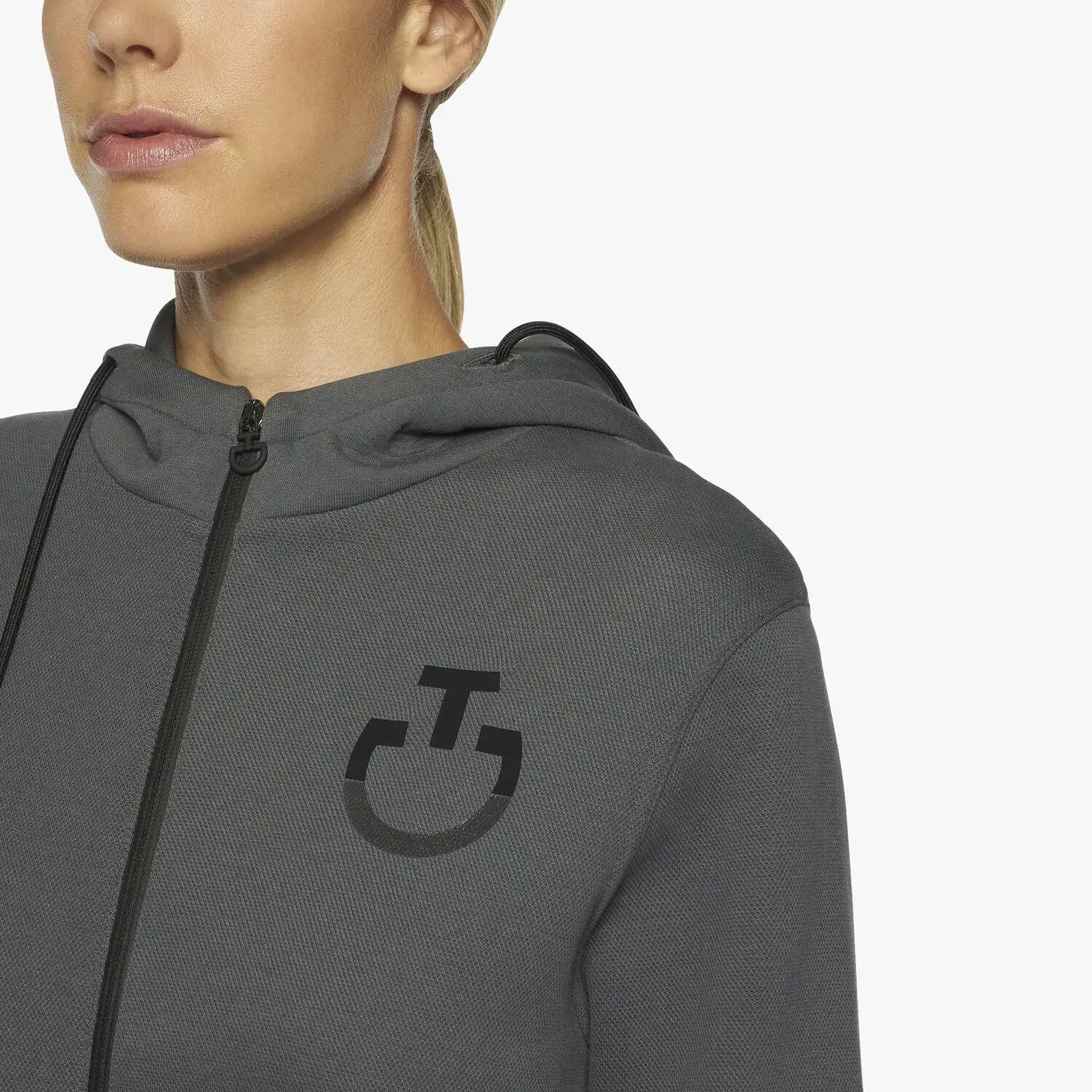 Cavalleria Toscana Women's zip hooded sweatshirt CHARCOAL GREY-4