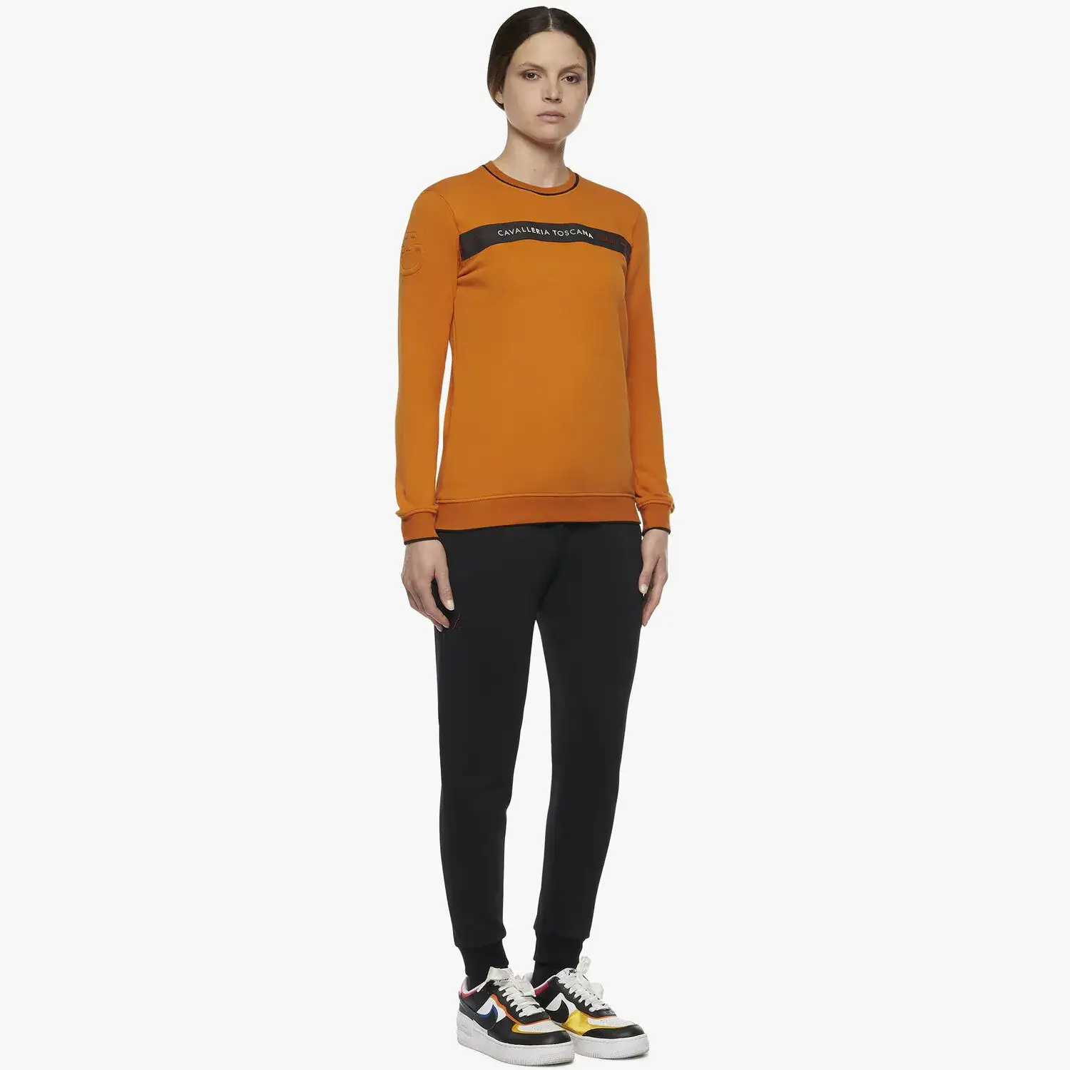 Cavalleria Toscana Women's Train Hard Ride Easy Sweatshirt ORANGE-2