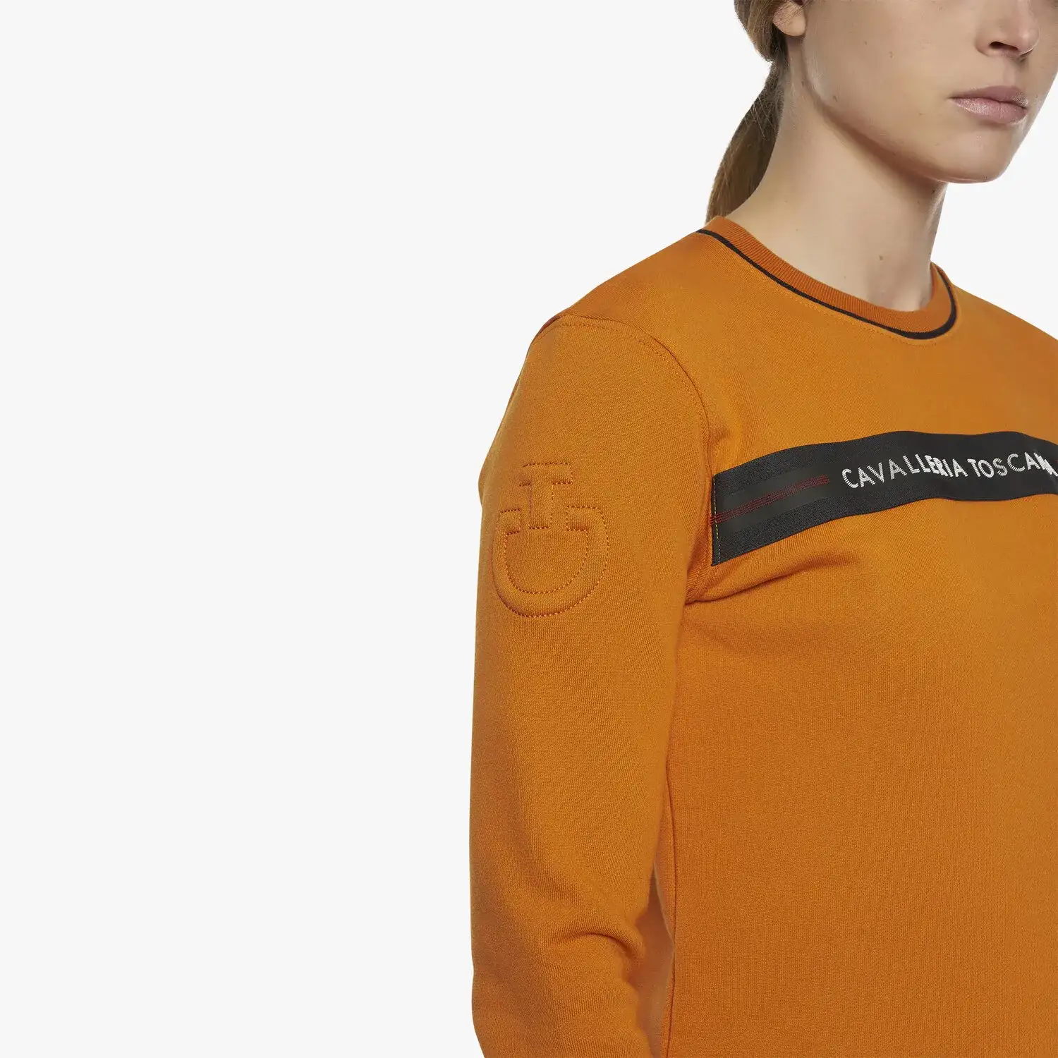 Cavalleria Toscana Women's Train Hard Ride Easy Sweatshirt ORANGE-6