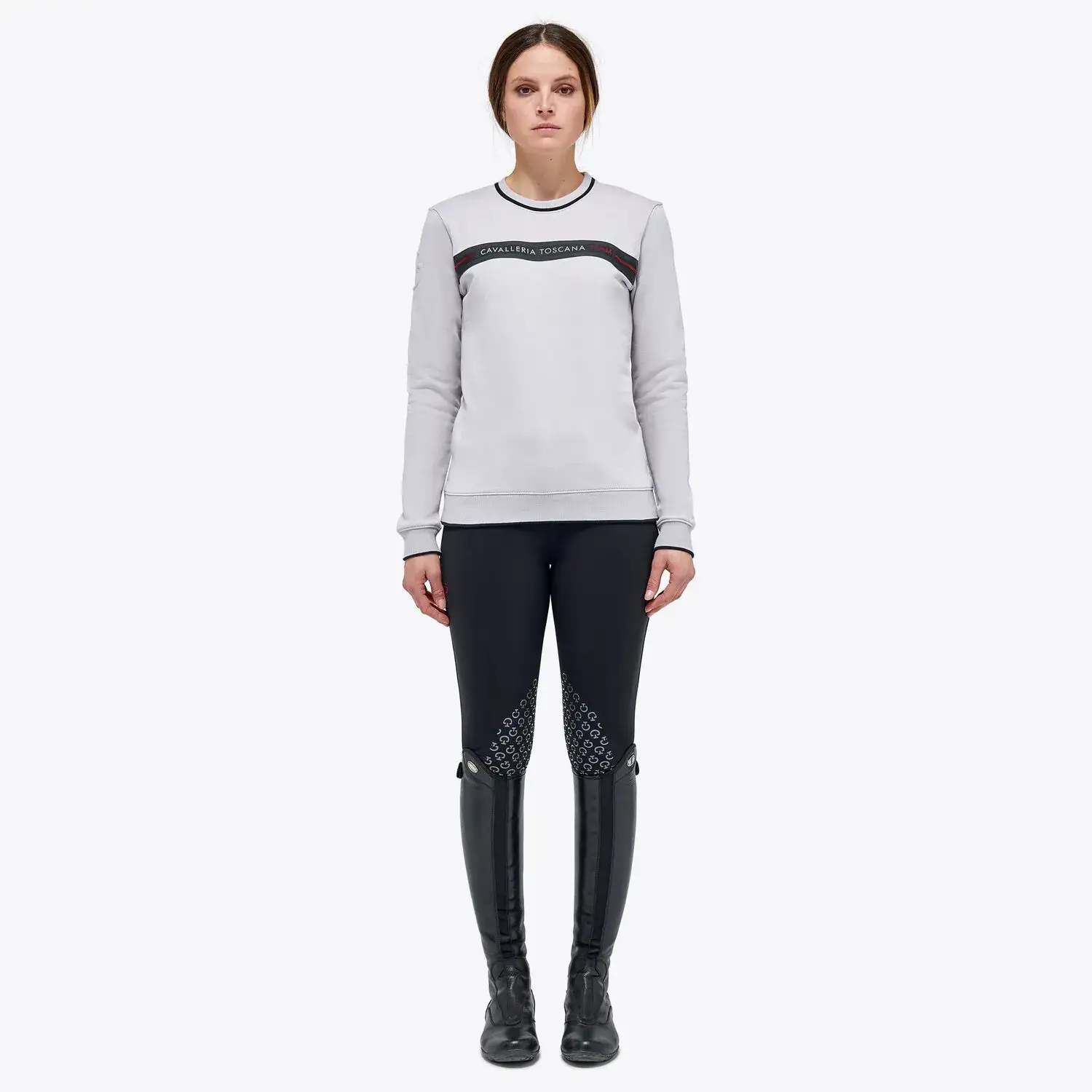 Cavalleria Toscana Women's Train Hard Ride Easy Sweatshirt LIGHT GREY-1