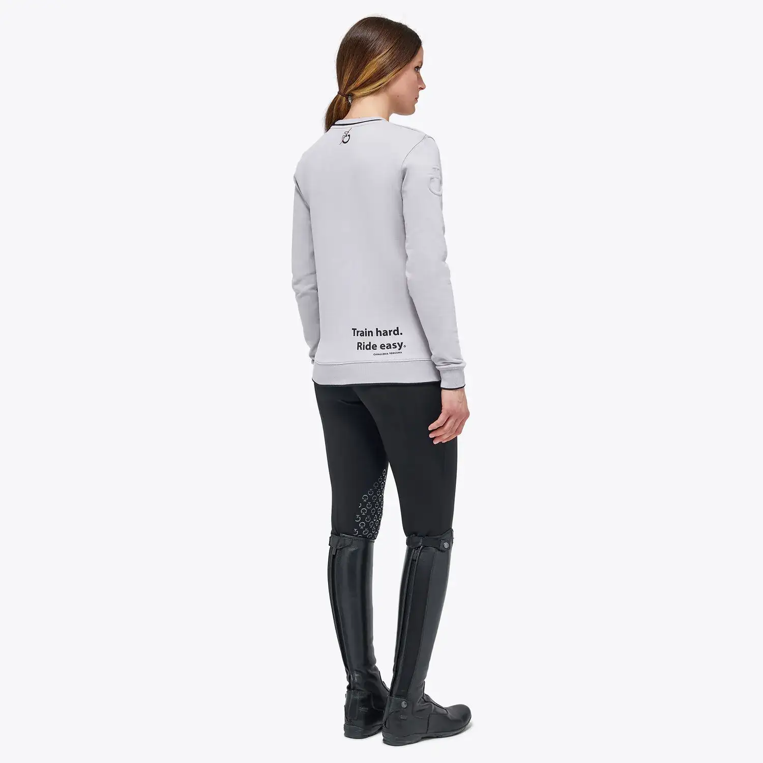 Cavalleria Toscana Women's Train Hard Ride Easy Sweatshirt LIGHT GREY-3